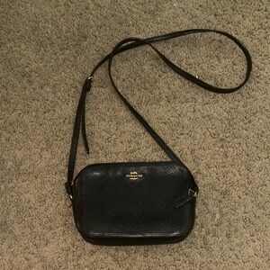 Coach Black Pebbled Leather Crossbody Camera Bag